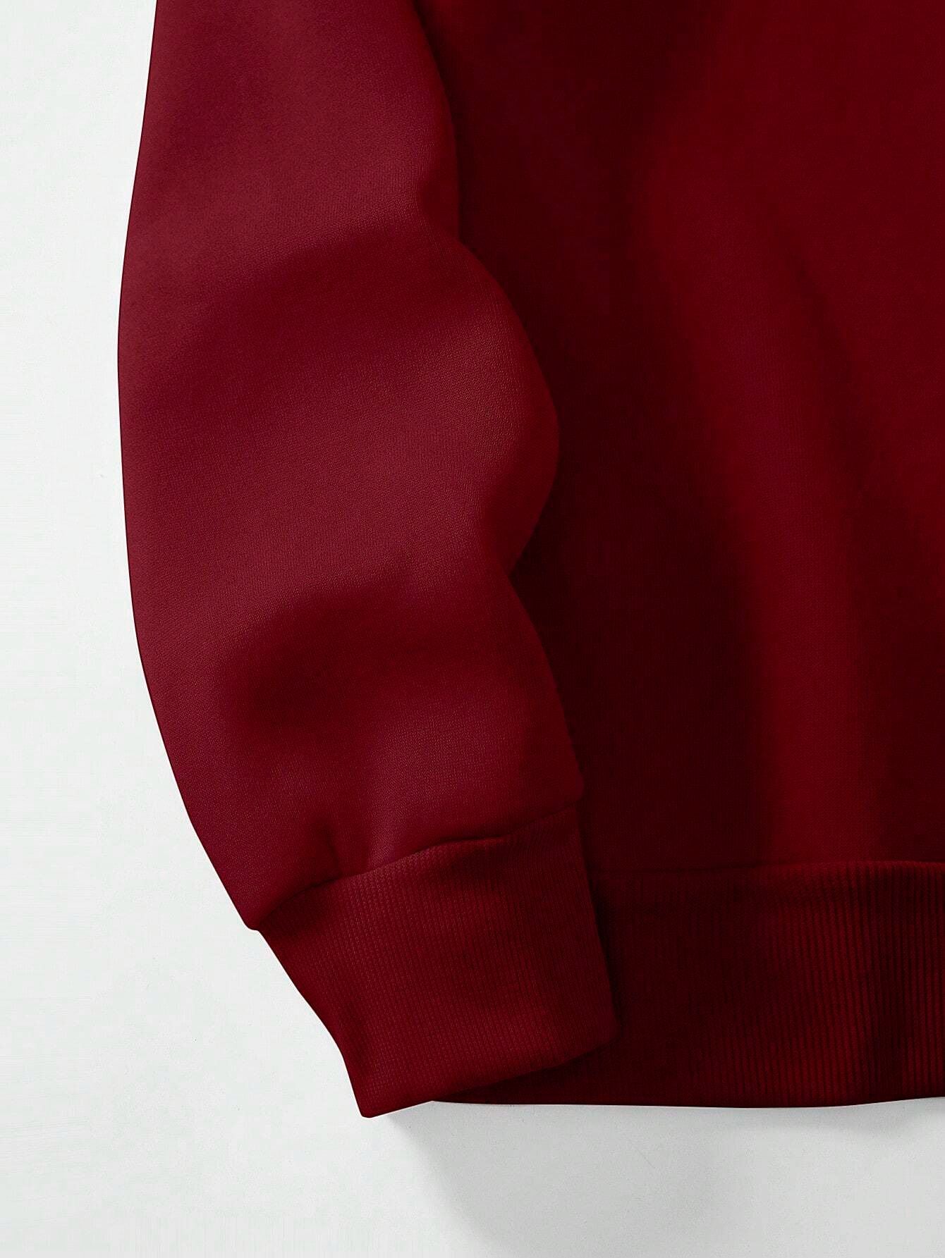 CotiQ Men Full Sleeve Maroon Solid Sweatshirt