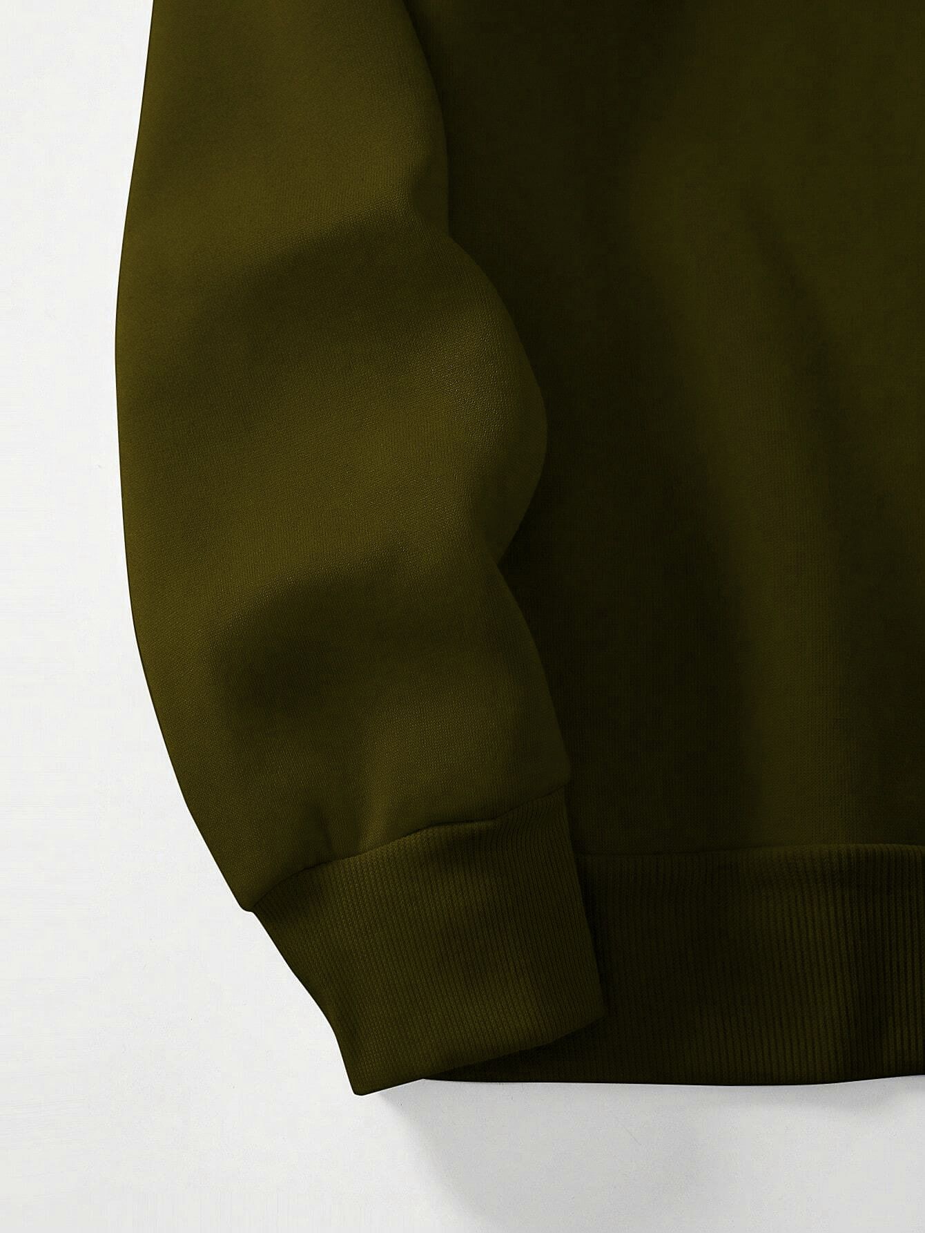 CotiQ Men Full Sleeve Olive Solid Sweatshirt